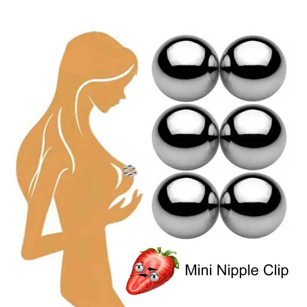 1 Set Breast Ball Clip Fun Safety Material Penis Ring Non-Piercing Penis Delay Ring Powerful Magnet Nipple Women Balls Clamp