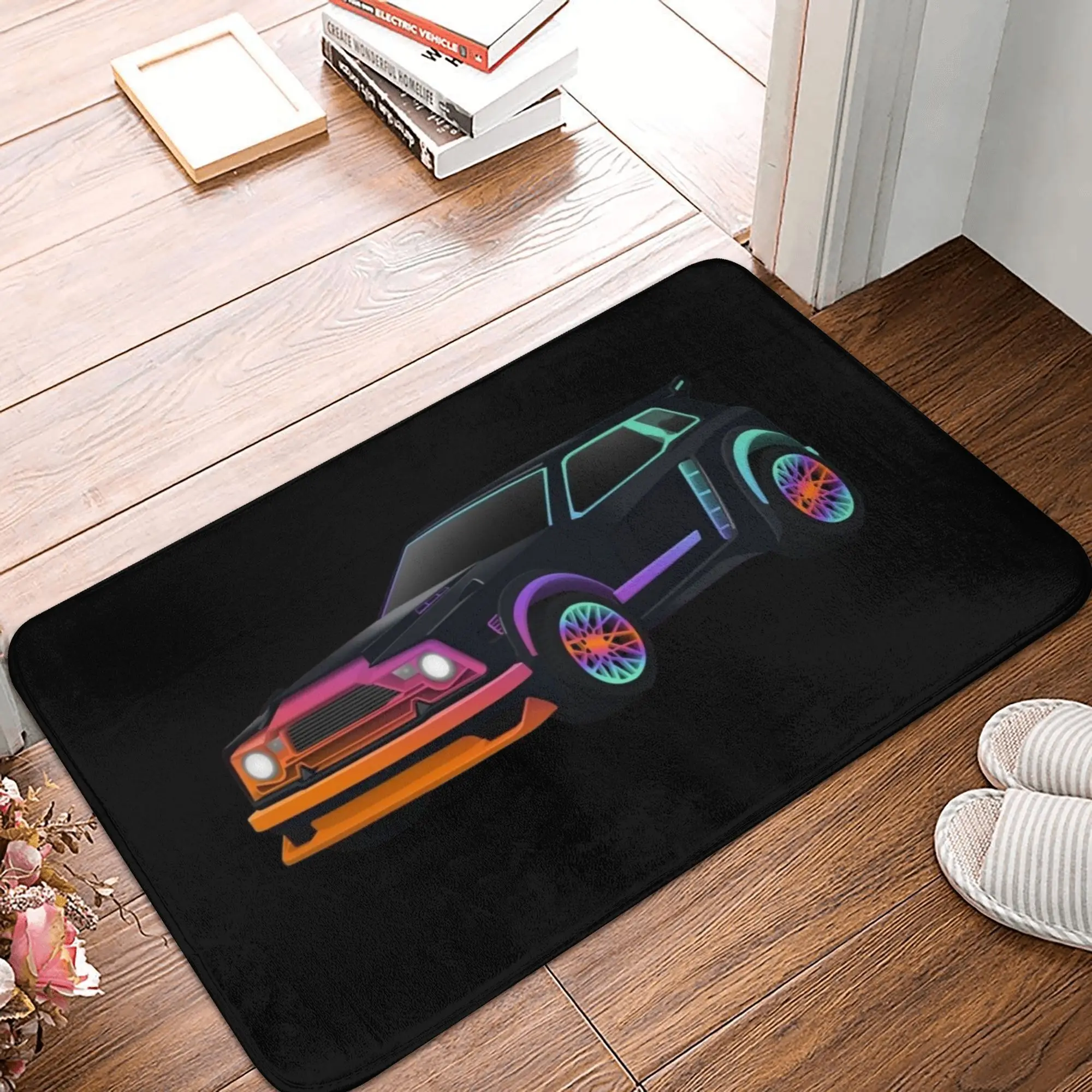 

Retro Car Neon Design Door Mat for Home Entryway Decor