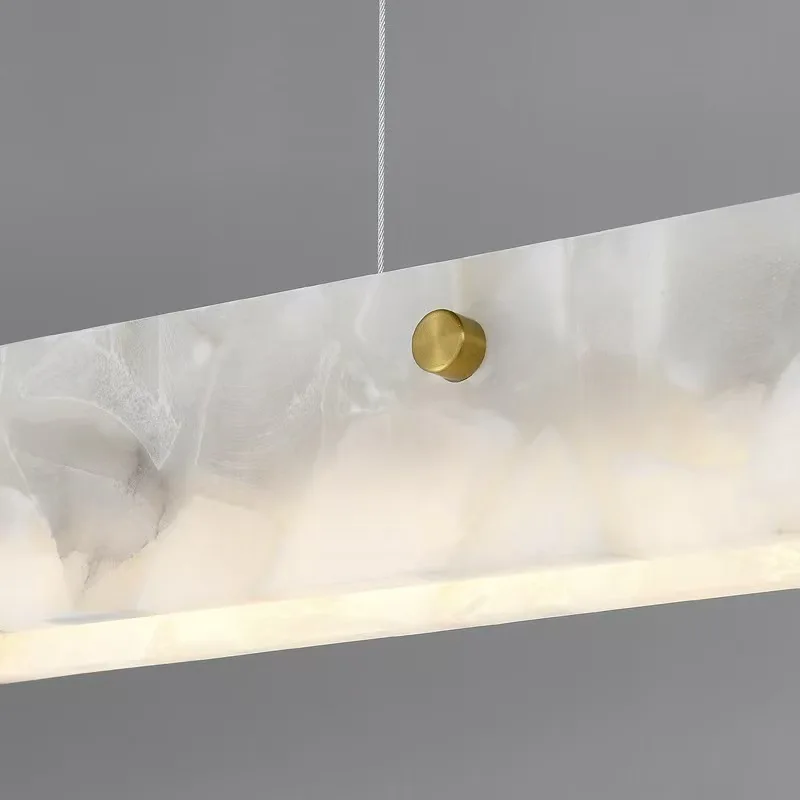 Minimalist Design Natural Marble Pendant Light Modern Restaurant Kitchen Long LED Hanging Chandelier Stone Ceiling Lamp Decor view 5