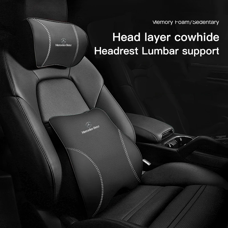 Car Headrest Lumbar Support Neck Pillow Lumbar Cushion For Mercedes Benz AMG W203 W206 W220 W205 W211 W168 Car Accessories ﻿   ﻿