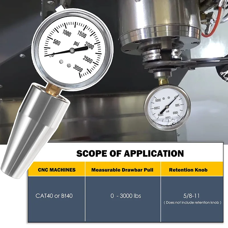 CAT40 Bt40 Deichsel Kraft Gage Spindel Kraft Test Messgerät Funktioniert auf Alle CNC Maschinen 5/8-11 Retention Knob 0-3000 £, CAT40-DFG-1