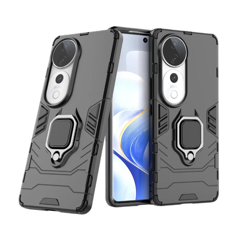 For VIVO V40 Pro V40Pro 5G Back Cover Phone Case Shockproof Armor Anti-Fall Metal Ring Holder Magnetic Protect Funda Coque Cases