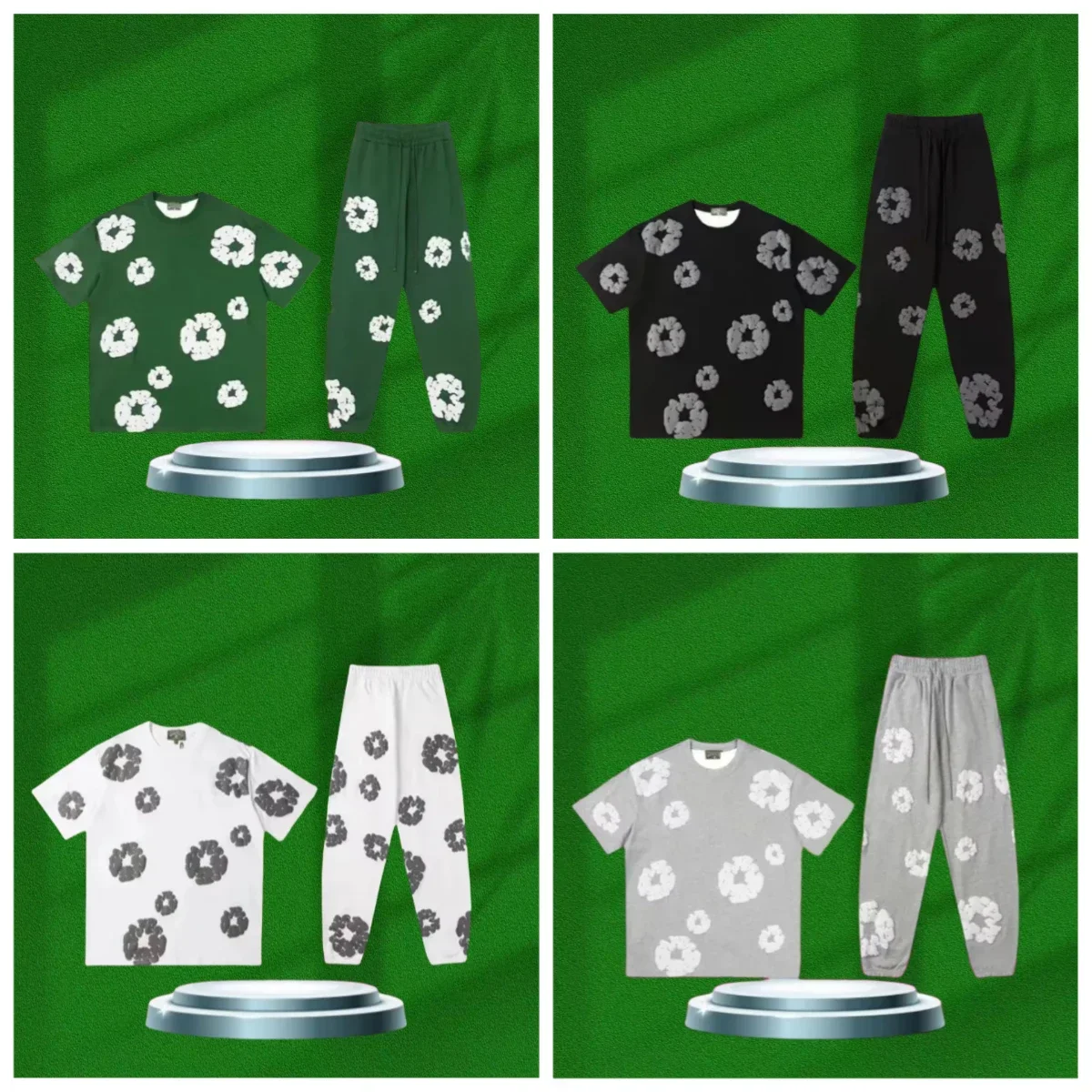 

New Men's Quick-drying T-shirt Set American Trend Brand Kapok Printing Set Comfortable Sports Breathable Short-sleeved Trousers