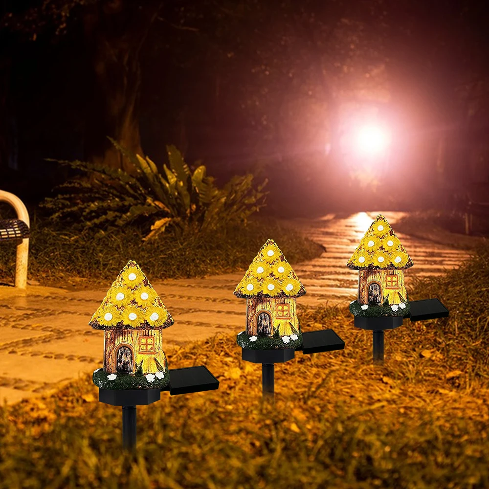 

1pc Solar Lawn Light Creative Resin Mushroom House Light Outdoor Waterproof Landscape Light Garden Yard Decorative Lamp