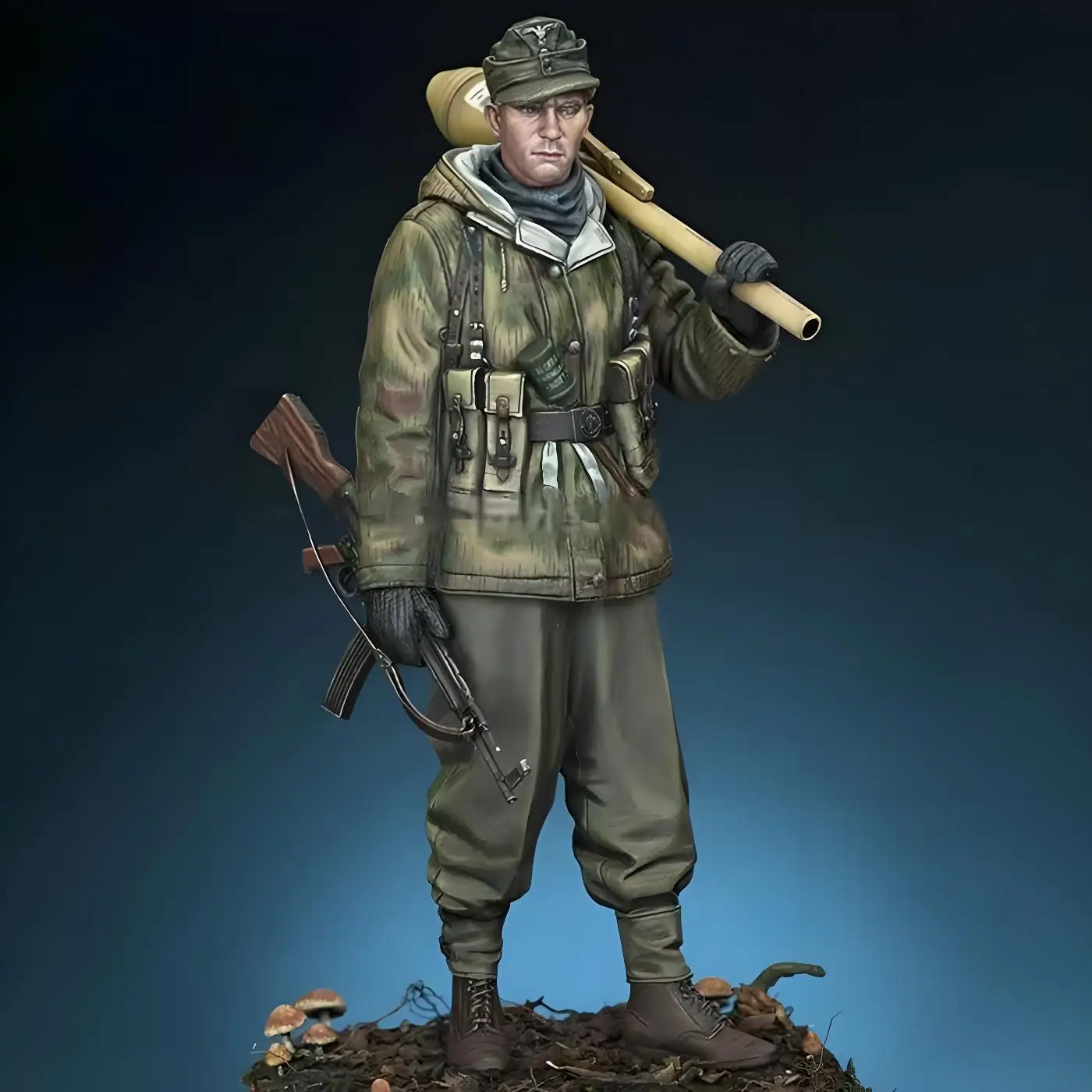 

1/16 World War II gunner soldier military themed figurine, uncolored and unassembled