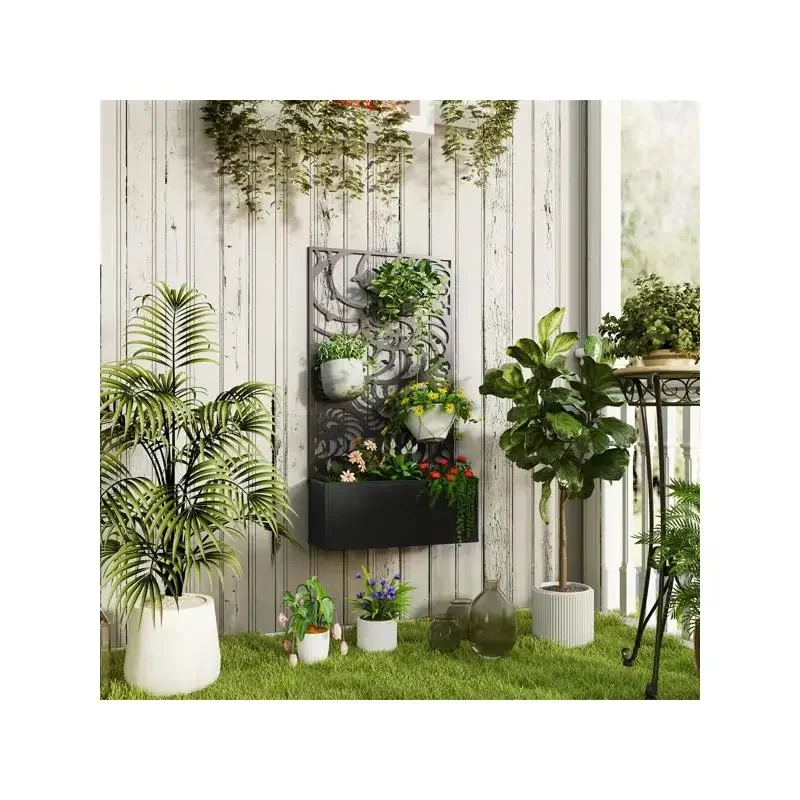 Galvanized Garden Bed with Privacy Panel - Durable Outdoor Planter for Vegetables and Flowers, Easy Assembly, Perfect for Small