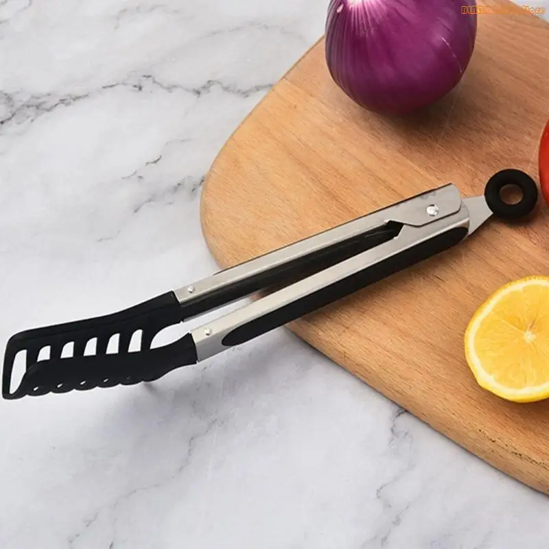 K1AE Silicone & Stainless Steel Pasta Tongs - Heat-Resistant Spaghetti Server for Cooking, Serving Pasta Salad (1-Piece)