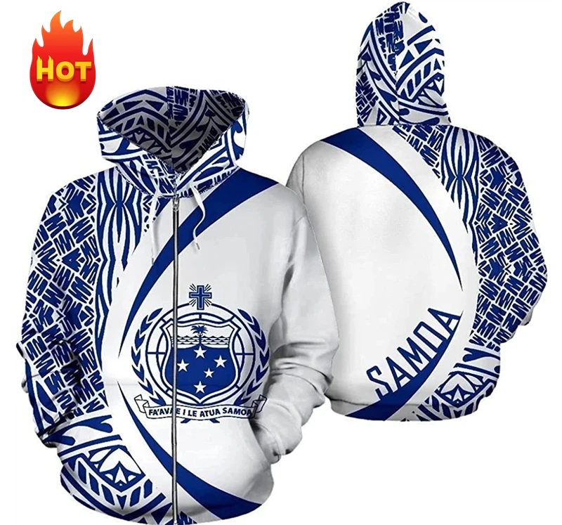 American Samoa Flag Tatau Graphic Zip Up Hoodie Men Women New In Polynesian Sweatshirts Men ZipperPullover Coats Dropshipping