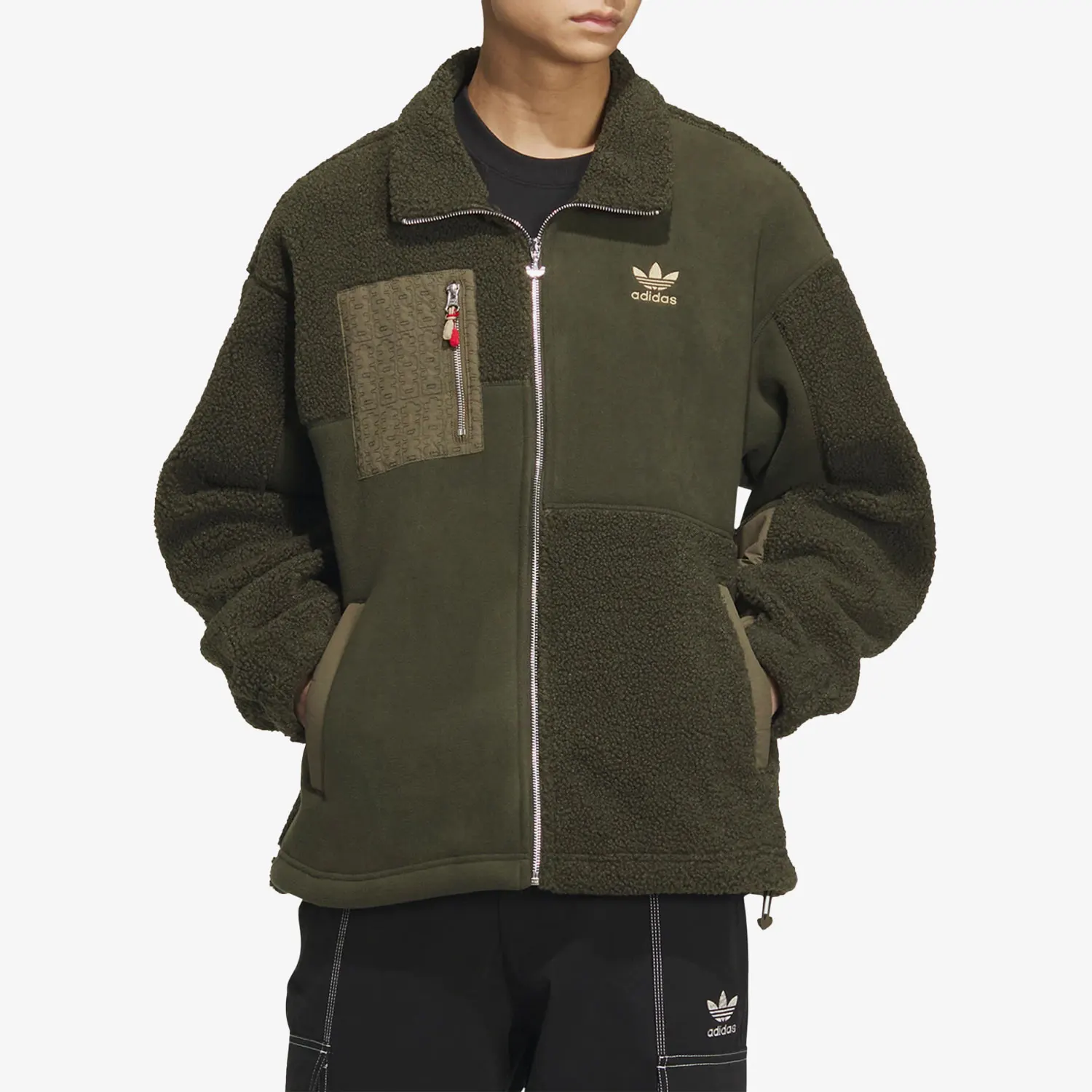 

Adidas genuine genuine Three Stripes Spring Men's Sports Faux Shearling Jacket HY7286