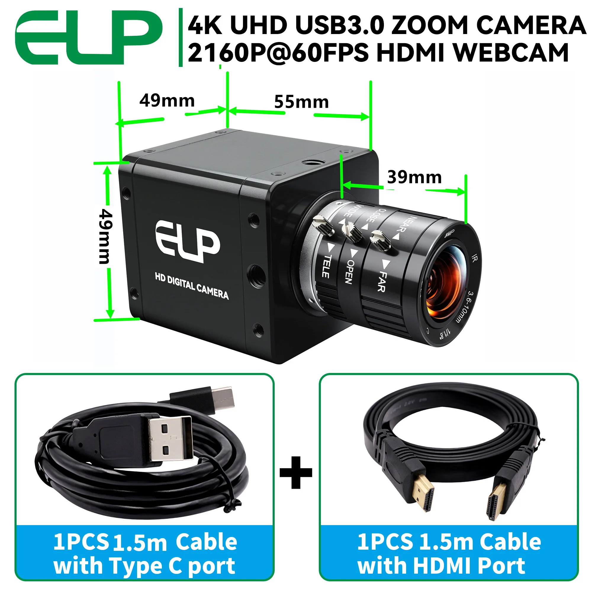 ELP IMX678 4K 60FPS H.264 HDMI USB 3.0 Webcam Low Light & HDR