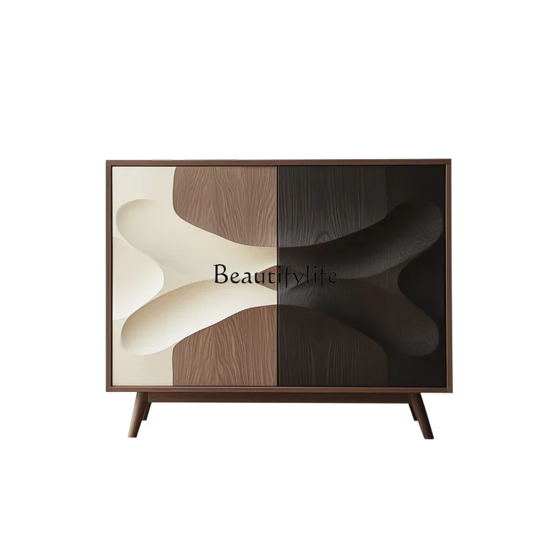 

12Italian minimalist color matching creative all-solid wood porch cabinet high-end living room decorative locker