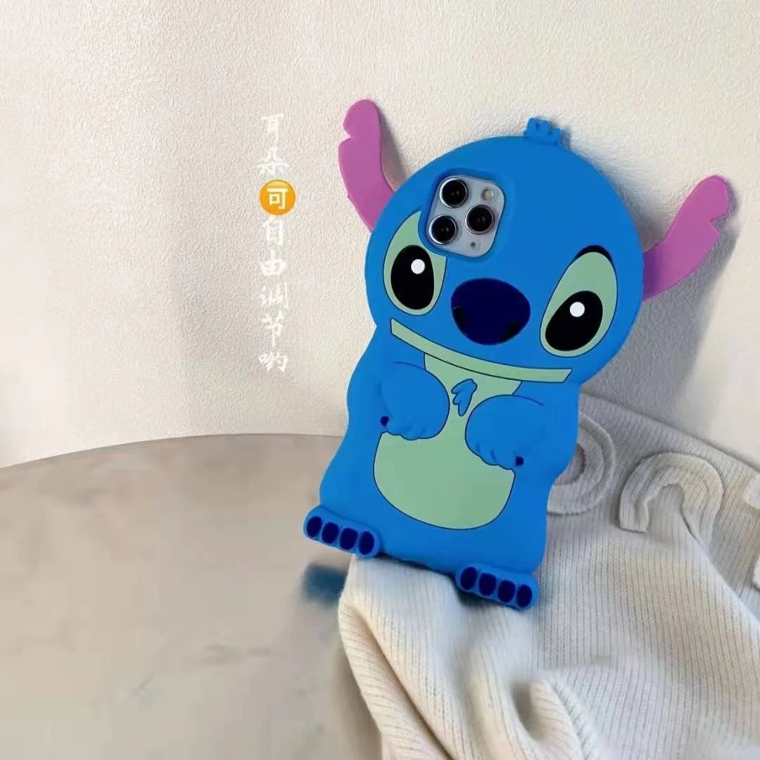 Disney Stitch Three-dimensional Silica gel Phone Case For iPhone 13 12 11 Pro Max X XR XS MAX 7 8Plus Anti-drop Soft Back Cover