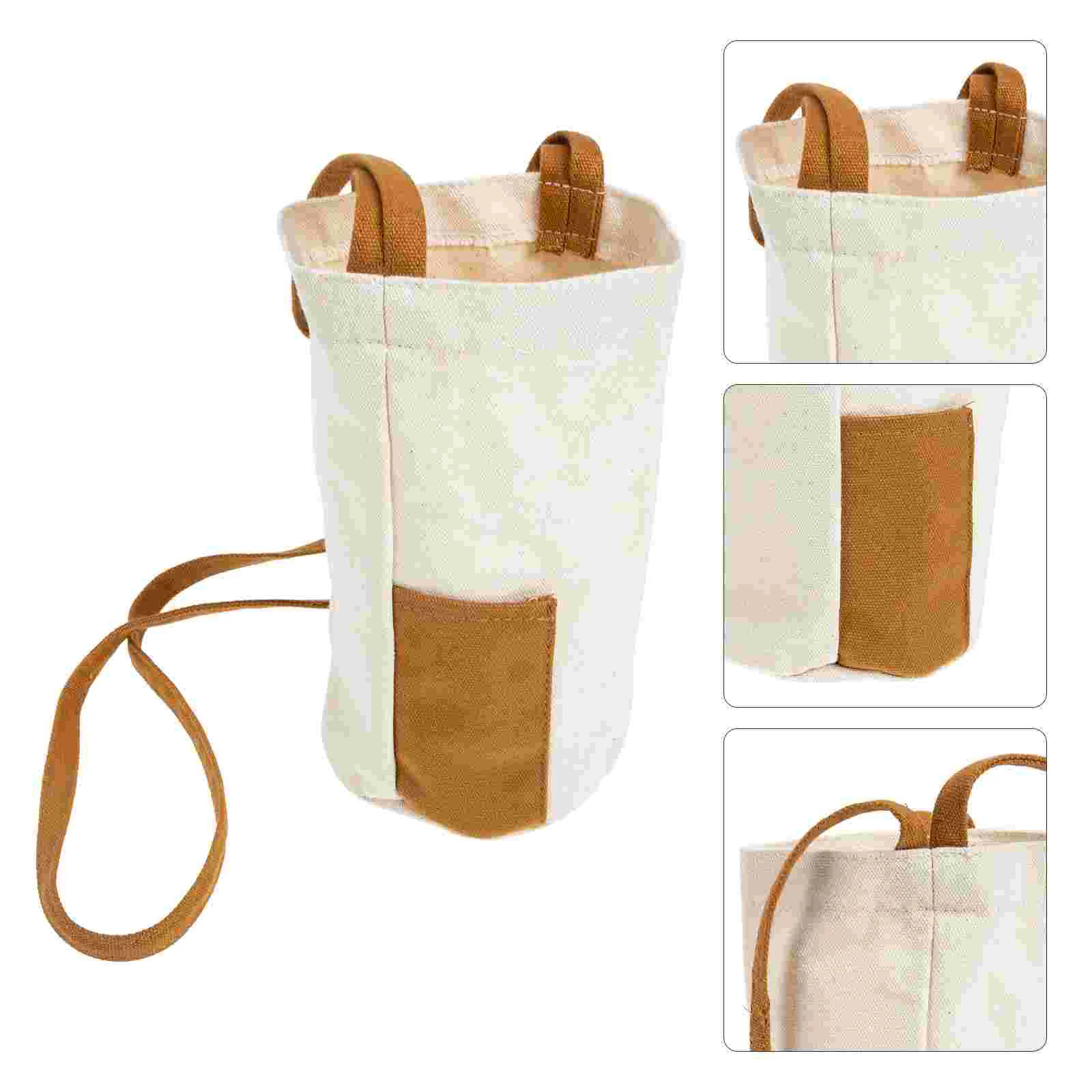 

Water Bag Tote Portable Coffee Cup Storage Umbrella Sleeve Bottle Holder Canvas Cross Body Hanging Pouch Milk Tea