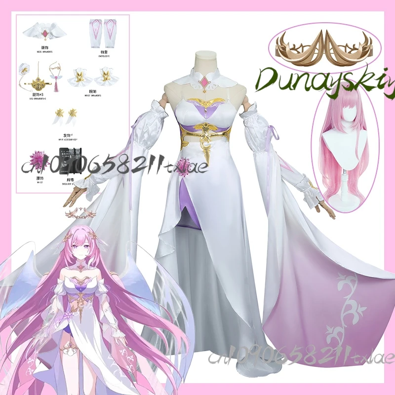 

Honkai Impact 3, костюм для косплея Elysia Angel's Return, Ethereal, аниме-наряд с длинным париком, стиль феи на Хэллоуин/Con