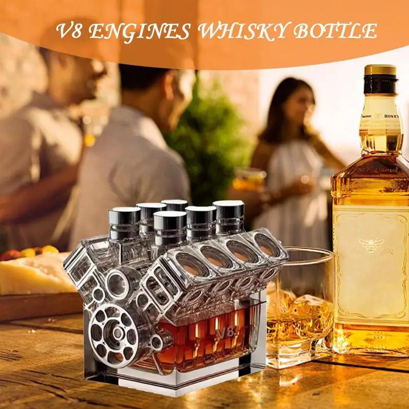 V8 Engines Shape Wine Decanter Crystal Whiskey Decanter Creative Alcohol Separator Decanter Bar Gadgets for Tequila Bourbon Gift