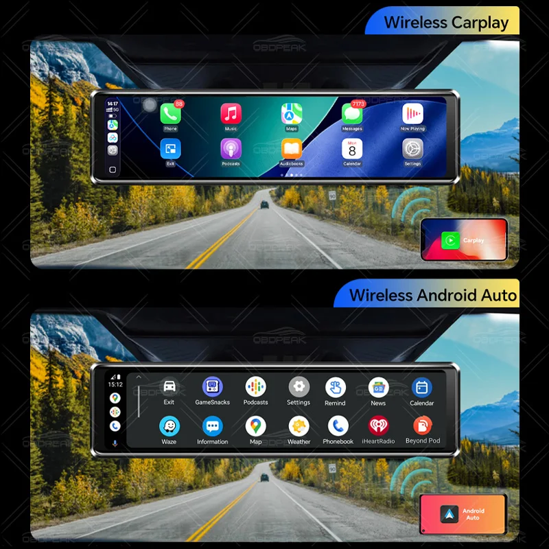 D90 RearView Mirror 4G Android 14 Car DVR GPS Navigation ADAS 1080P 4G+64G Carplay Android Auto Dashcam Video Recorder Dual Len view 2