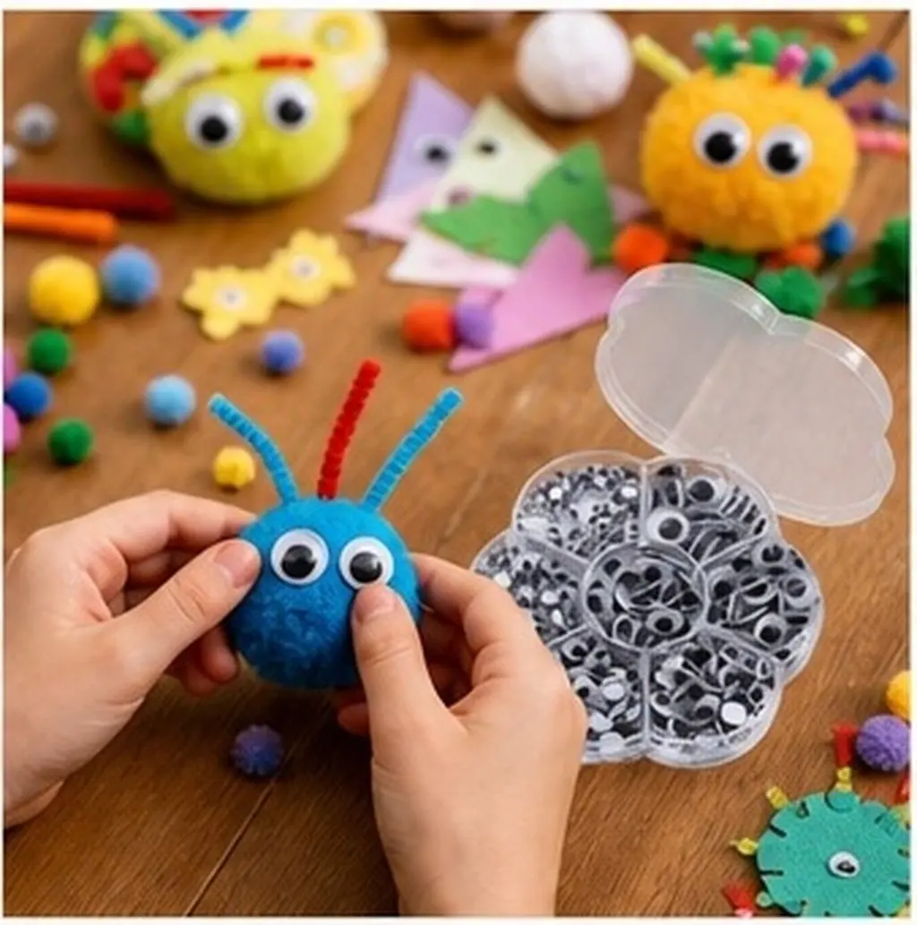 Black Wiggle Eyes Self Adhesive Assorted Sizes Eye Stickers for Craft DIY Scrapbooking Handmade Activity Accessories