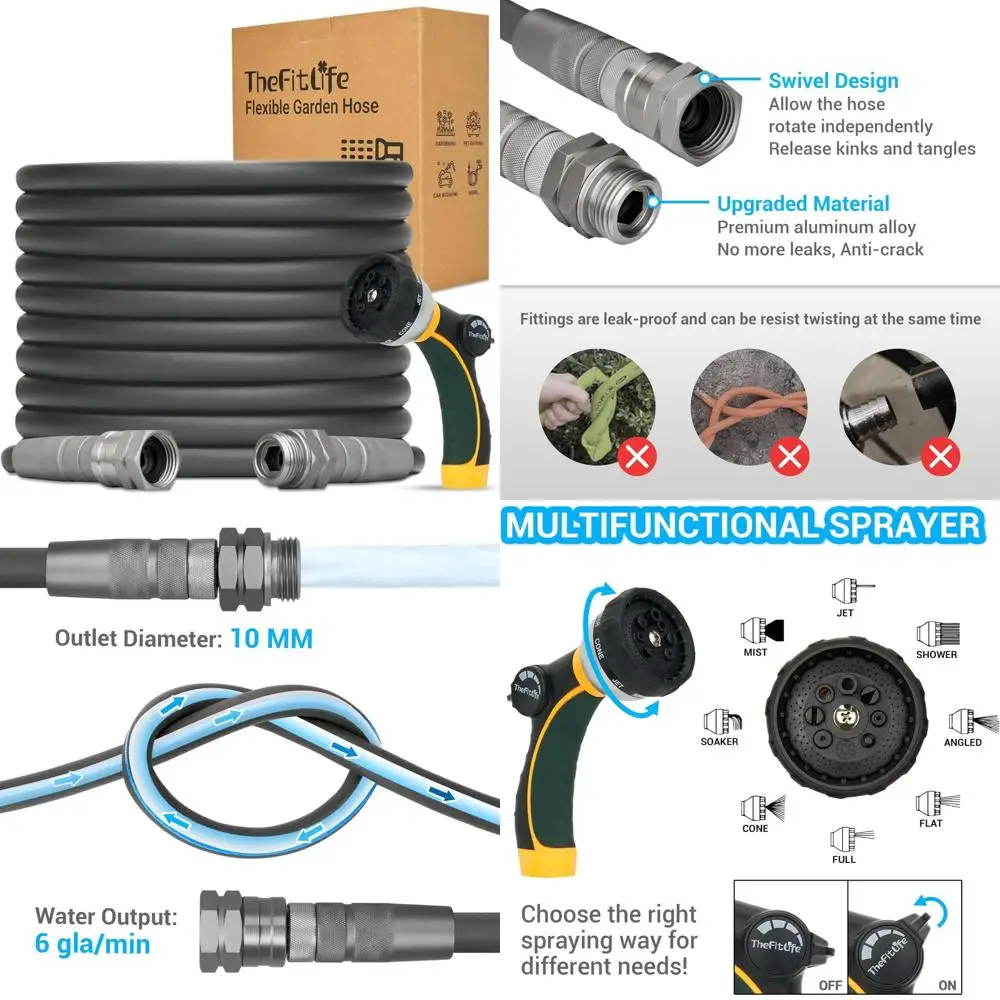 

100-футовый наружный водяной шланг высокого давления с металлическими фитингами и насадкой для жилого использования