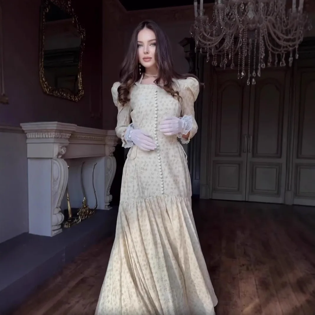 

2026 Spring New Korean Style French Floral Ruffle Dress 2026 Muslim Long Dress Robe Abaya Ramadan Dubai Luxury Islam Elegant
