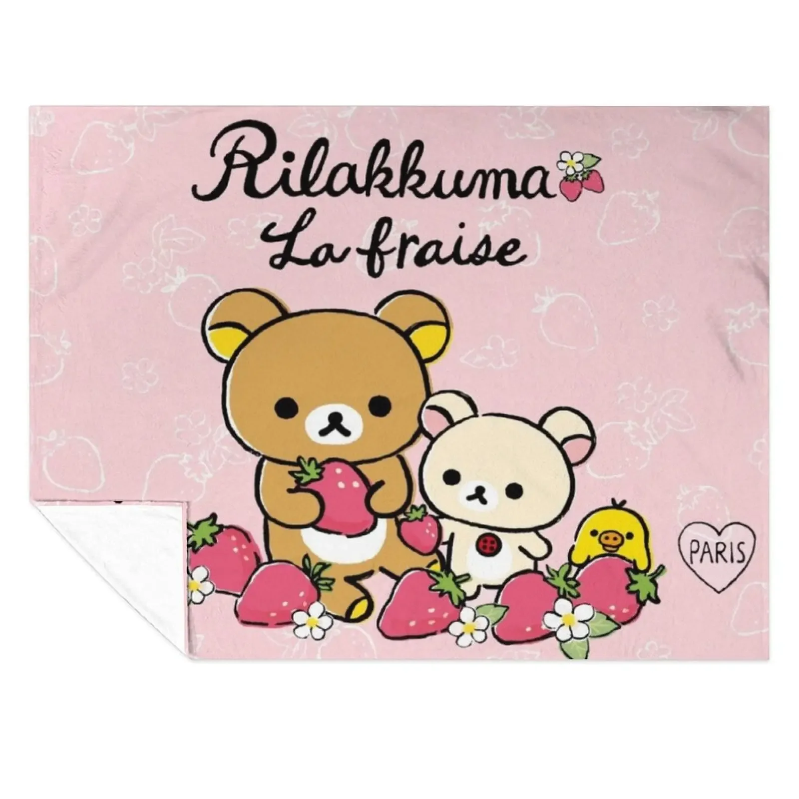 

Cute Rilakkuma strawberry Throw Blanket Soft Big Picnic Plush Heavy Blankets