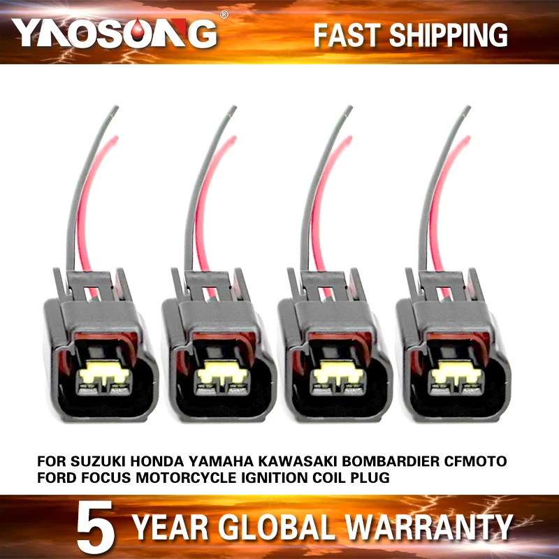 2 Pin Ignition Coil Plug For Suzuki Honda Yamaha Kawasaki Ardier Cfmoto Ford Focus Motorcycle