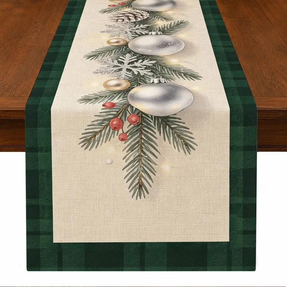 Linen Table Runner Vintage Distressed Persian Medallion Pattern in Navy Blue Boho Dining Cover  Everyday Kitchen Use