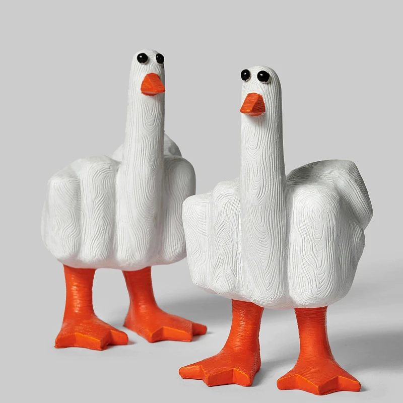 Engraçado dedo médio pato resina estatueta criativo mesa ornamento mordaça presente para amigos mesa de escritório decoração para casa escultura artesanato