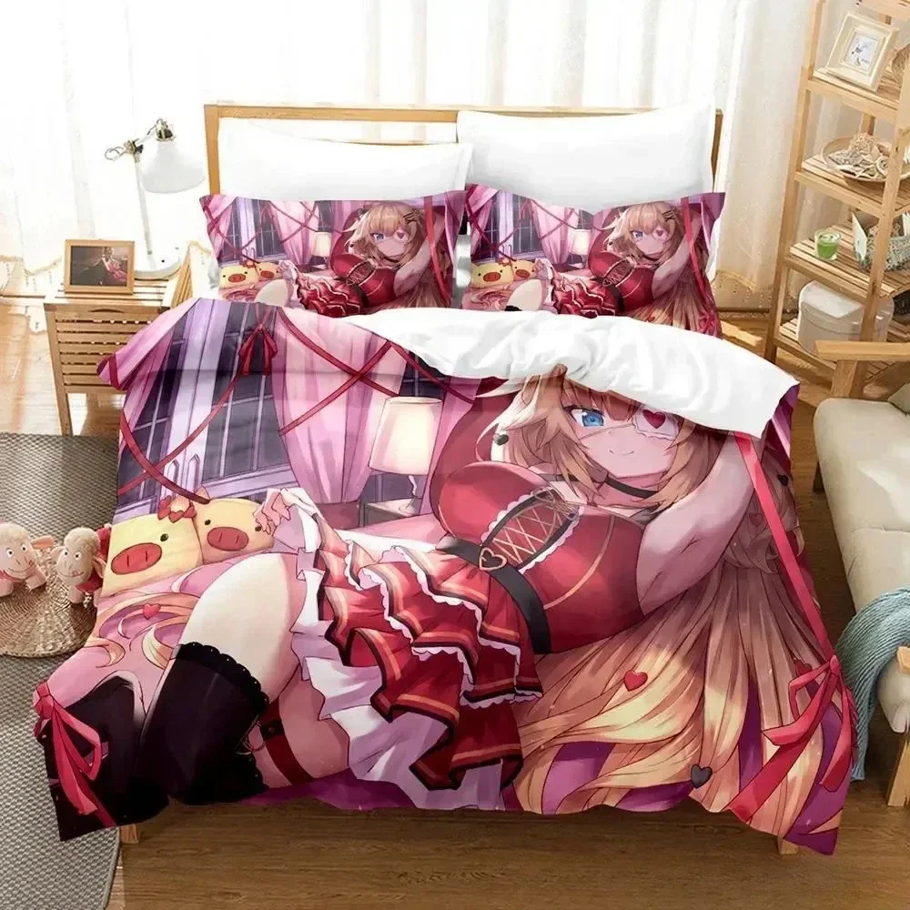 Kawaii Akai Haato Beddengoed Set Single Twin Volledige Queen Kingsize Bed Set Volwassen Kind Slaapkamer Dekbedovertrek Sets 3D Print Anime Bed