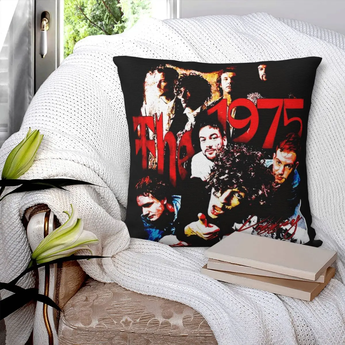 Vintage 90s Indie Band The 1975 Pillowcase Printed Polyester Cushion Cover Decor Pillow Case Cover Car Square 18