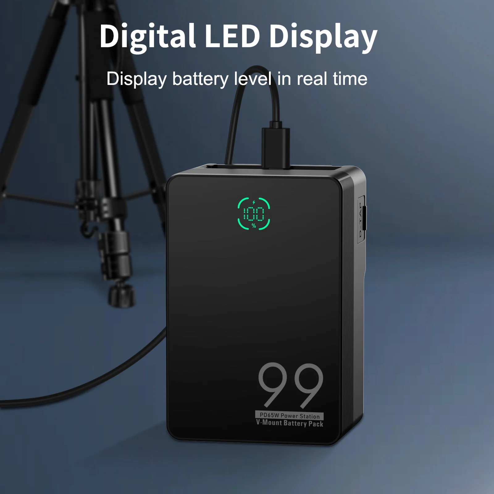 Batmax Mini V Mount Battery 6700mAh 99Wh V Lock Battery, PD65W Fast Charge/D-Tap/BP/USB A/Dual DC Port/LED Display for Camcorder