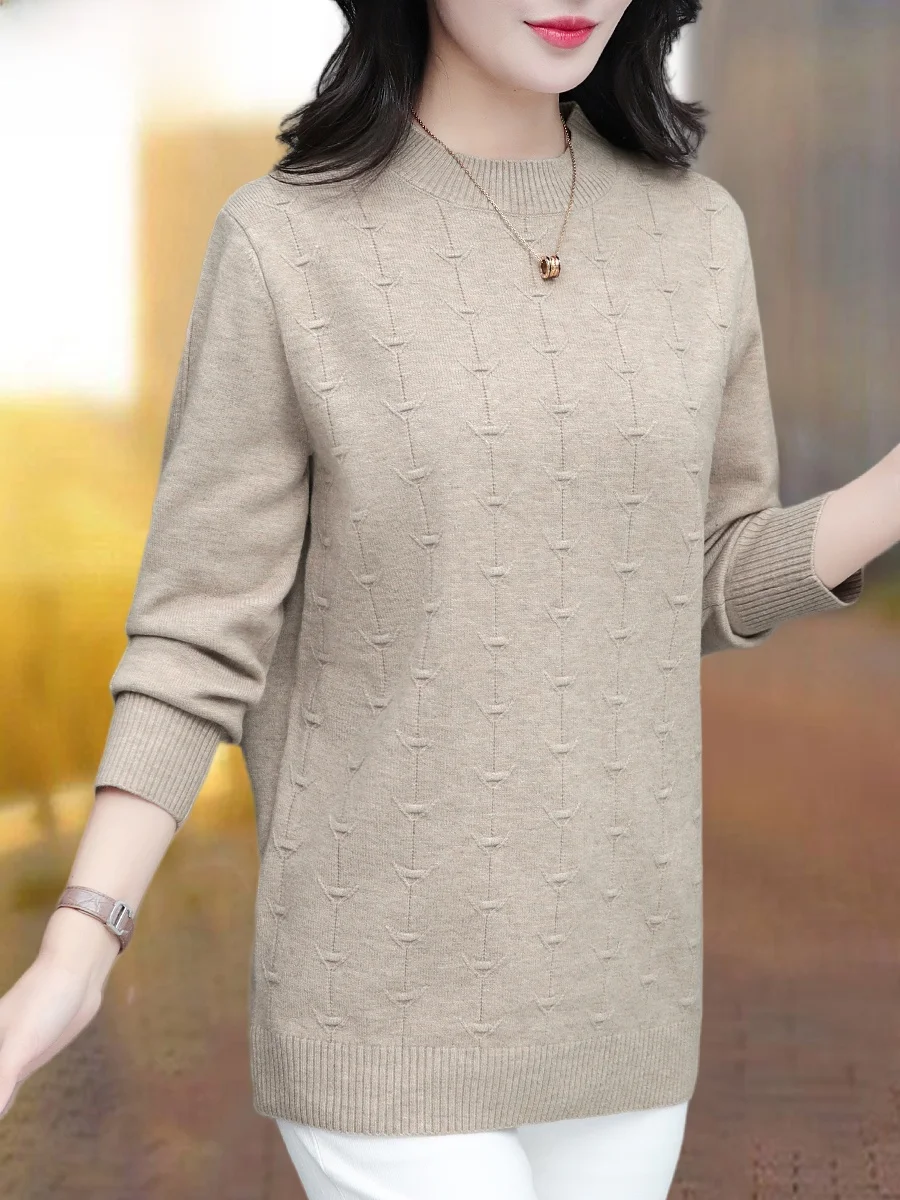 

TUCANO Women's Long Sve Knitted Sweater Base Layer irt Inner Wear Mid-aged Mom's Sle Autumn Winter New Arrival