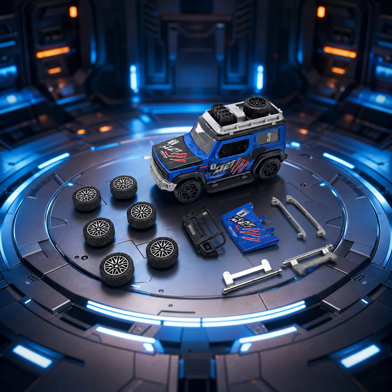 Child-friendly alloy car model toy set, disassemblable and modifiable off-road vehicle toy, perfect for boys' birthday gifts
