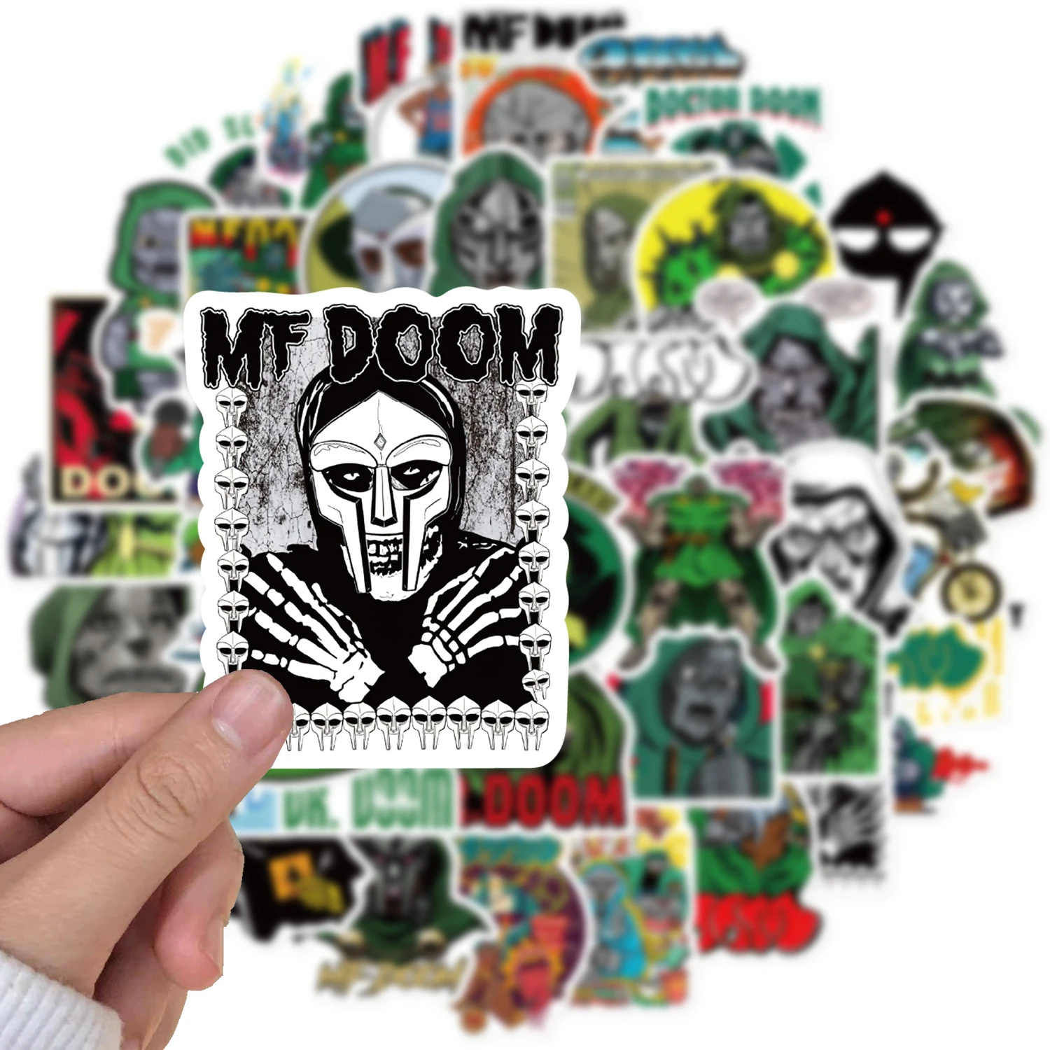 10/50PCS Hip Hop Rapper Mf Doom Stickers Singer Graffiti DIY Skateboard Phone Luggage Laptop Guitar Sticker Toys Wholesale