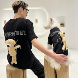 Family Clothes for Dogs and Owner Matching Outfits Pet Cat Clothes 3D Doll Bear T-shirt Short Sleeve Summer dog jacket