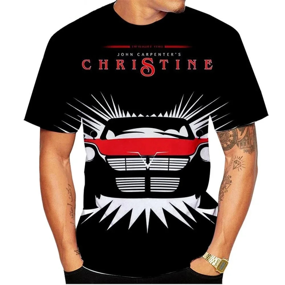 2024 NEW Christine Stephen King Men's Casual T-Shirt Stephen King Horror Killer Car Black 3D printed Short Sleeved Horror Top