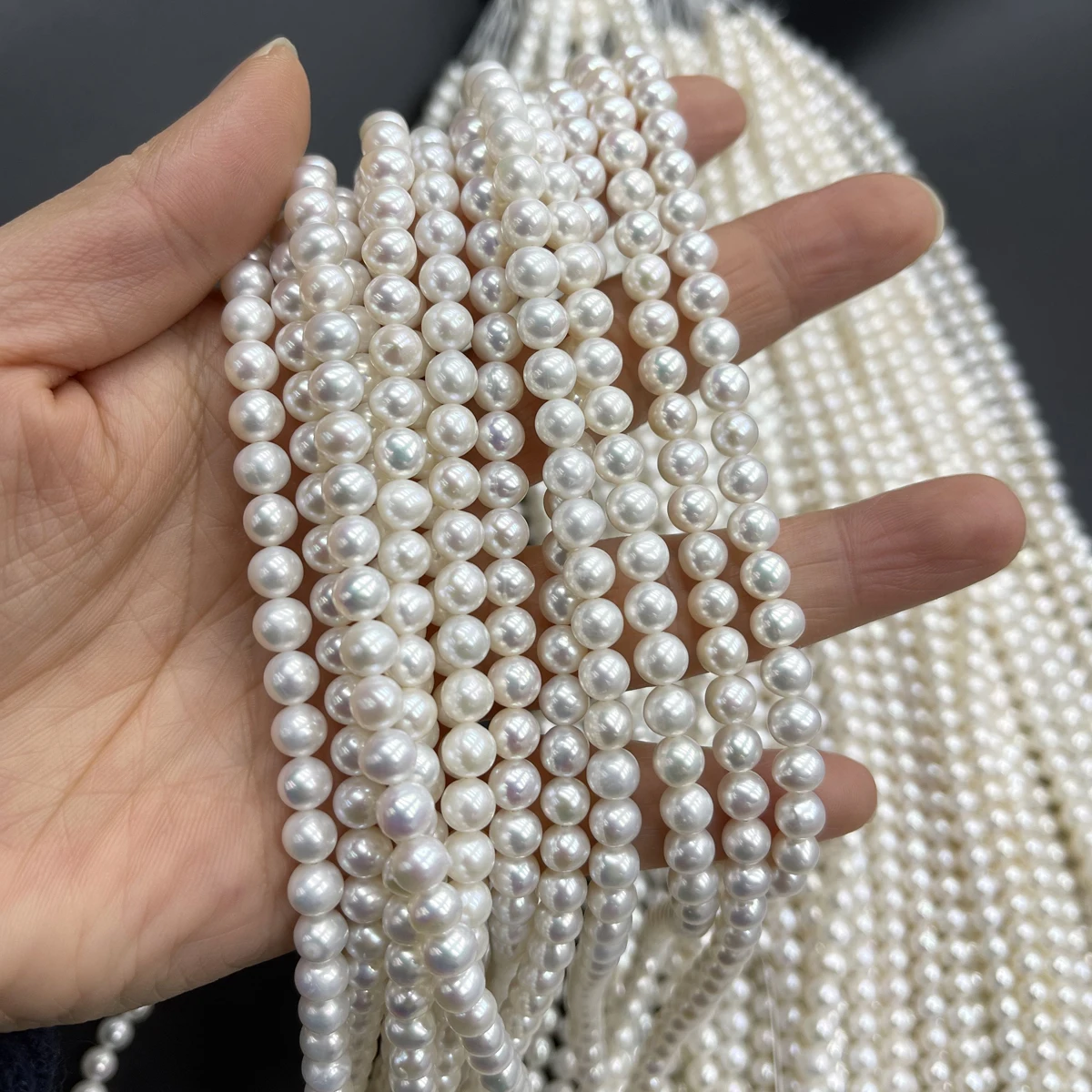 5-6mm Natural Freshwater Pearl Beads AAA White Round Pearl String For Jewelry Making DIY Women Necklace Bracelet Accessories