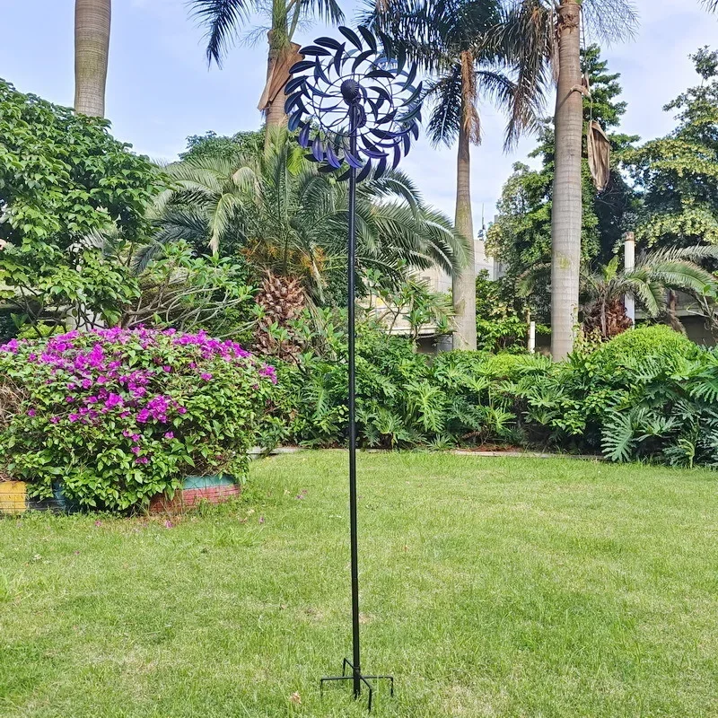 Outdoor wrought iron windmill, garden villa, courtyard decoration, craft four floors, rainbow windmill, rotating ornament