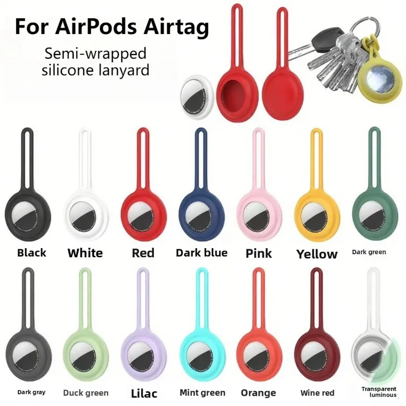 Waterproof Silicone Case For Apple AirTag Anti-Lost Tracker Cover with Lanyard Durable Shockproof for Keys/Bags Easy to Carry
