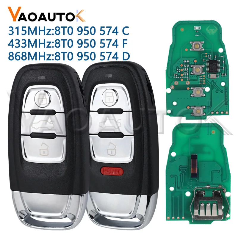 Smart Remote Car Key For Audi Q5 A4L A5 A6 A7 A8 RS4 RS5 S4 S5 315MHz 433MHz 868MHz  3/4Buttons 8T0959754C/D/F Key Shell Keyless