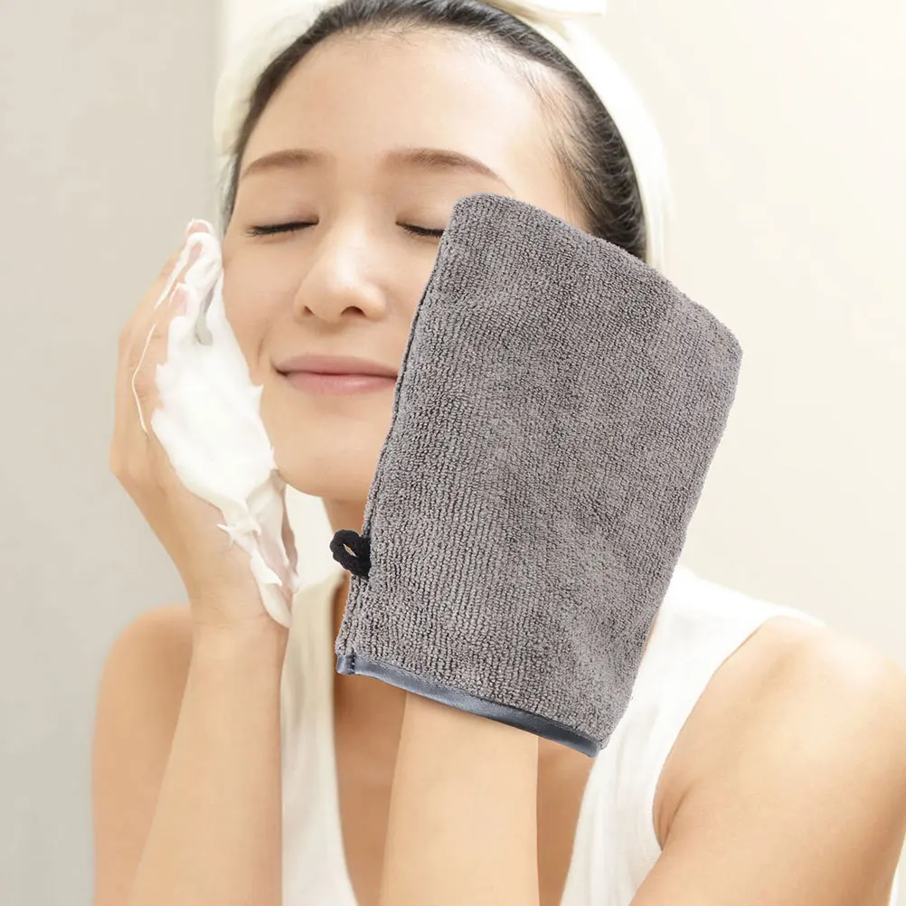 4Pcs Facial Cleaning Gloves Reusable Makeup Remover Mitts Soft Comfortable Household Face Mitts Portable Convenient Makeup