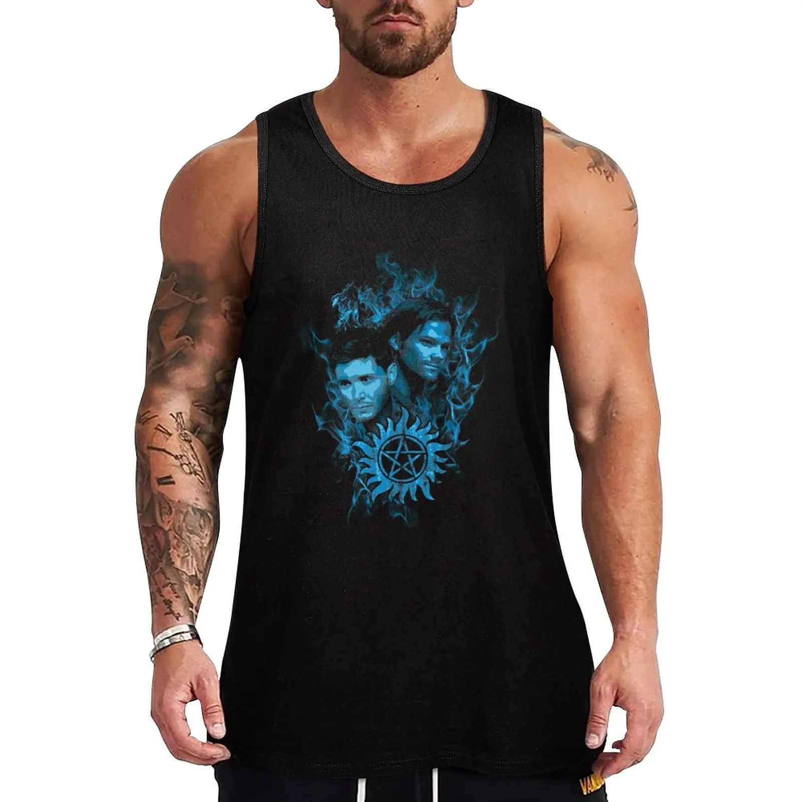 

Sam and Dean in Flames Tank Top bodybuilding t-shirt Men's clothes Muscle fit