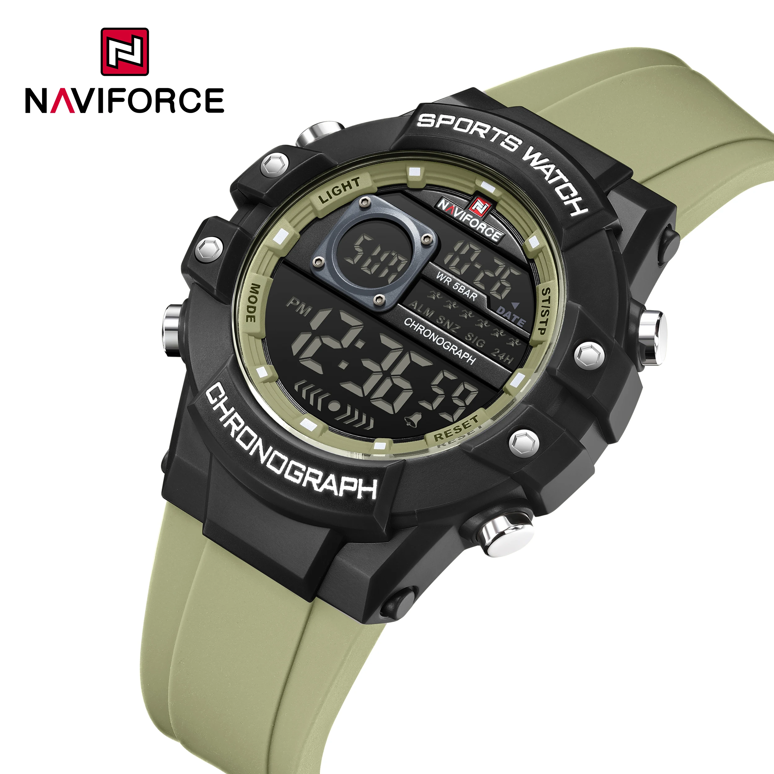 

NAVIFORCE NF6102 Экран с цифровым дисплеем для мальчиков, электронные спортивные многофункциональные газовые фазы, силиконовый ремешок, часы