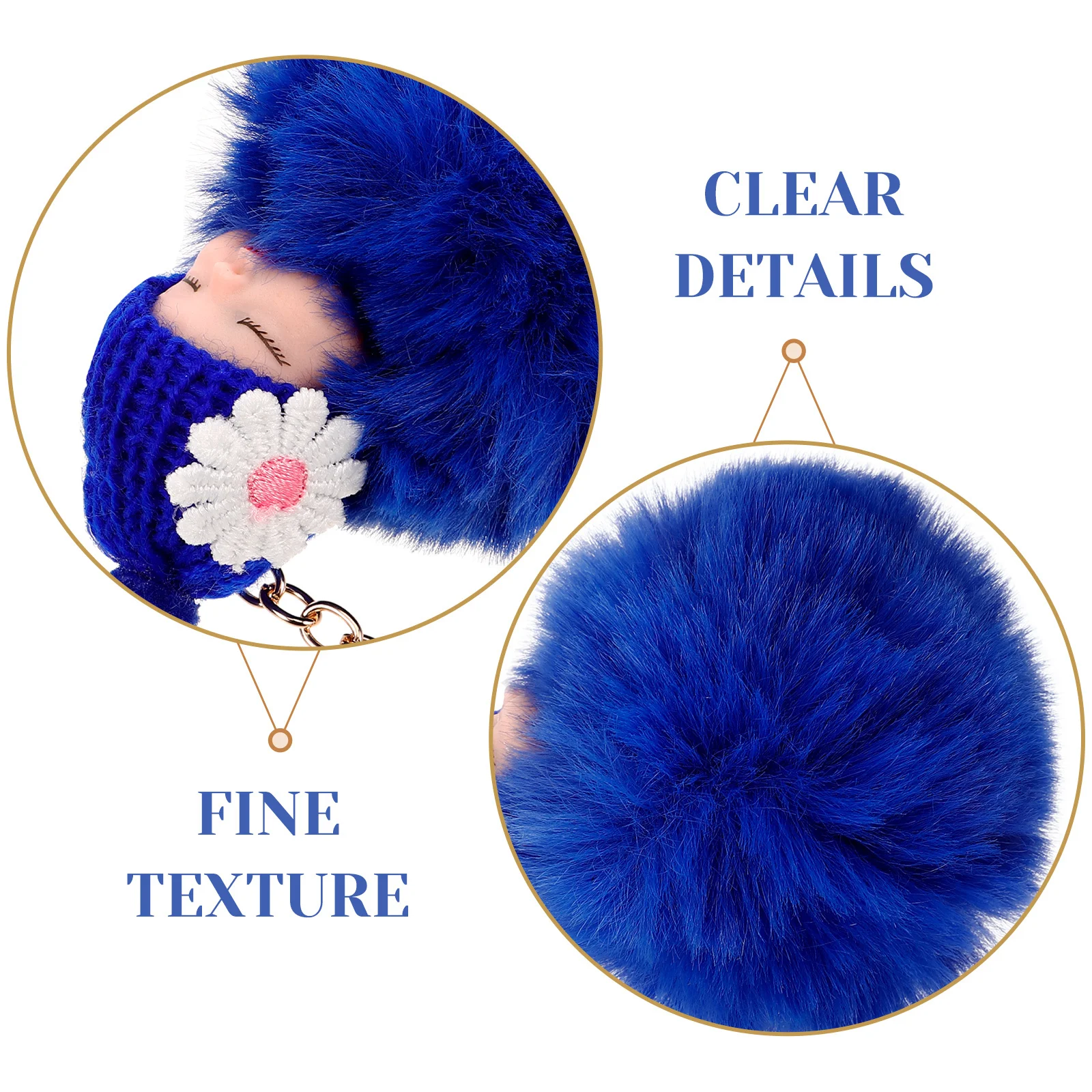 

Sleeping Baby Keychain Pom Pom Soft Comfortable Touch Organize Car Keys Key Ring Hanging Pendant Black Baby Key Chain