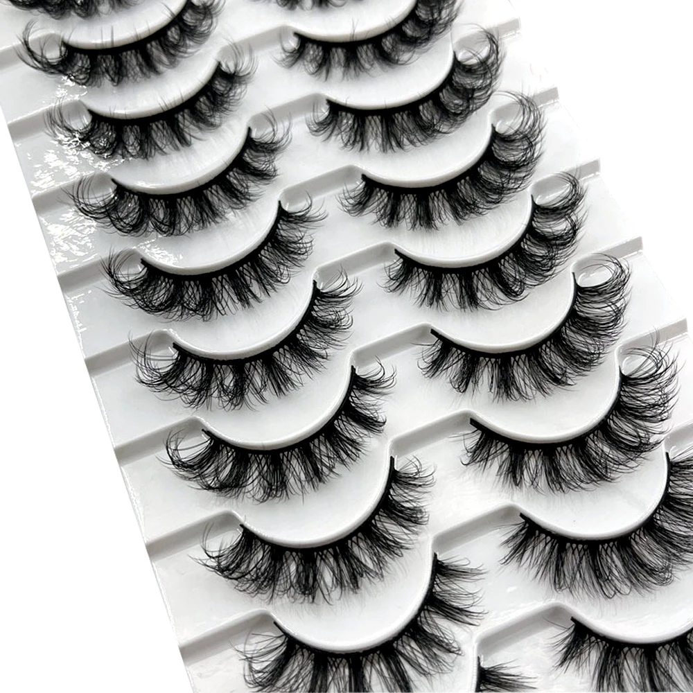 Lashes 10 Pairs DD curl Russian Strips Lashes Faux Mink Makeup Lashes 3D Mink Lashes Natural False Lashes Eyelashes Extensions