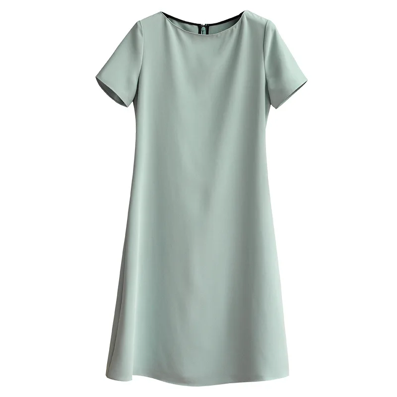 

Solid Color Round Neck French Loose Thin Short Sleeves Dress