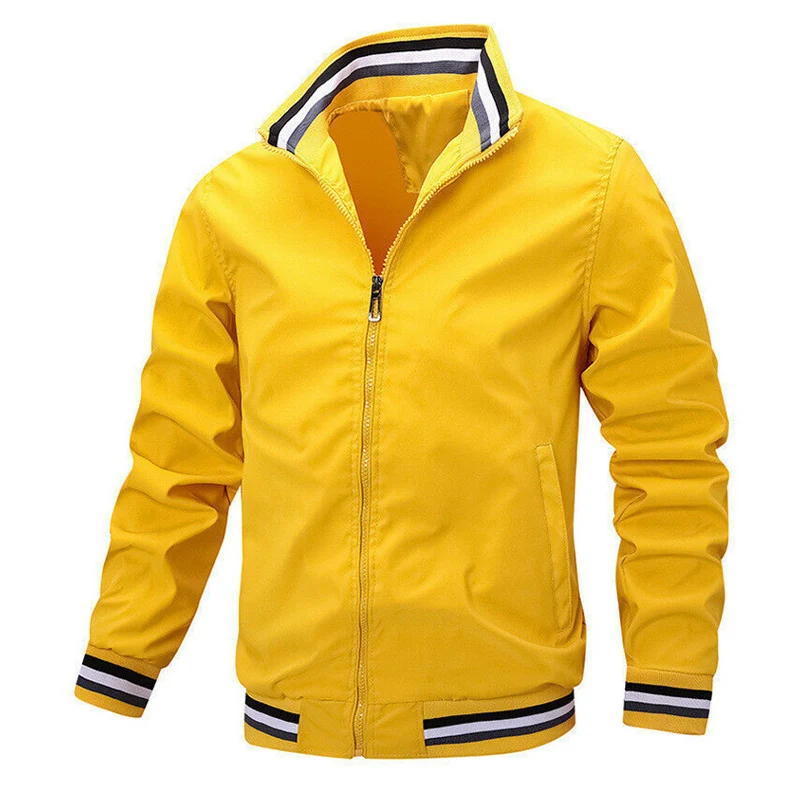 2025 Autumn New Men Bussiness Casual Jacket Fashion Short Stand Collar Coats Man Ribbed Cuffs Simple All Match Zip Up Jackets