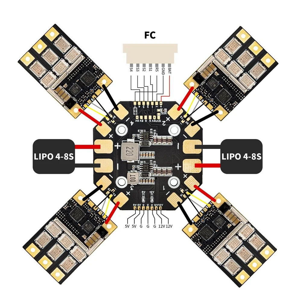 【Buy It-Now!】PDB400A 4~ 12S 400A PDB Distribution Board 30.5Mm 400A Current Sensor For FPV Quadcopter Fixed Wing Model Aircraft