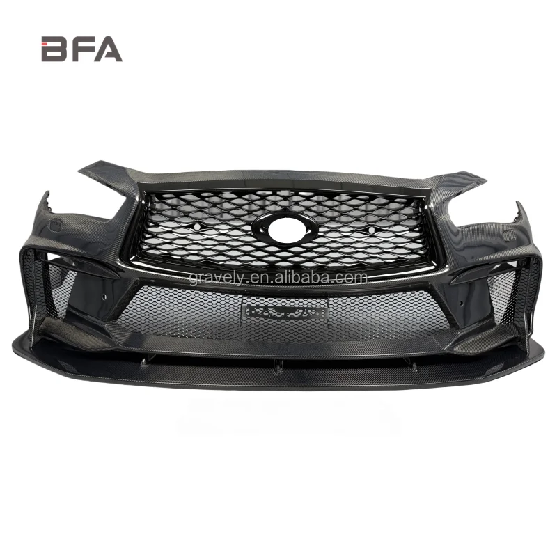 

For Infiniti Q50 Carbon Fiber Bumper The GT-style Front Bumper Features A Black Grille