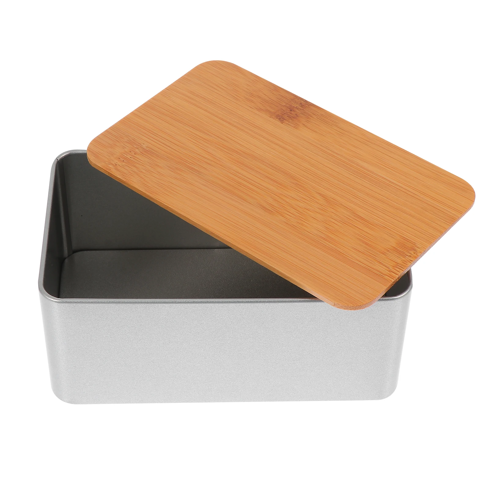 

Bamboo Lid Metal Can Square Sealed Tinplate Cans Snacks Boxes Dry Food Storage Tea Holder Gift Box Packaging Container