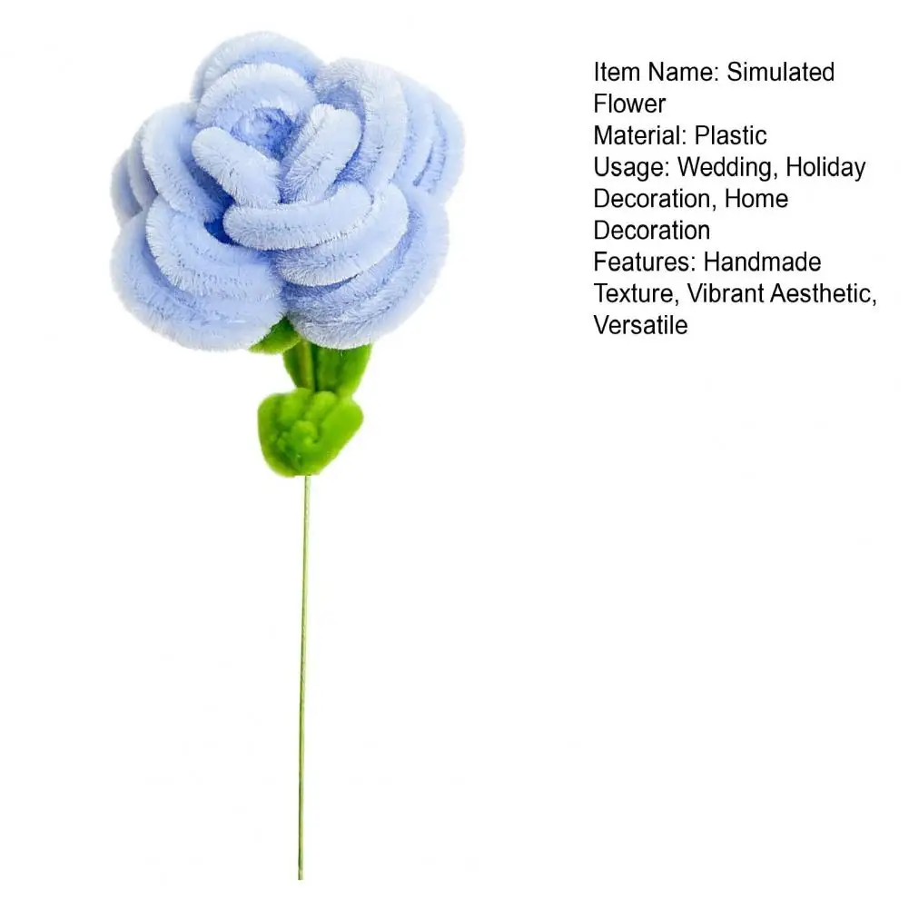 30cm Pipe Cleaner Rose Flower Handmade Decorative Plush Twist Stick Never Wither Simulated Flowers Home Room Decor Holiday Gift view 6